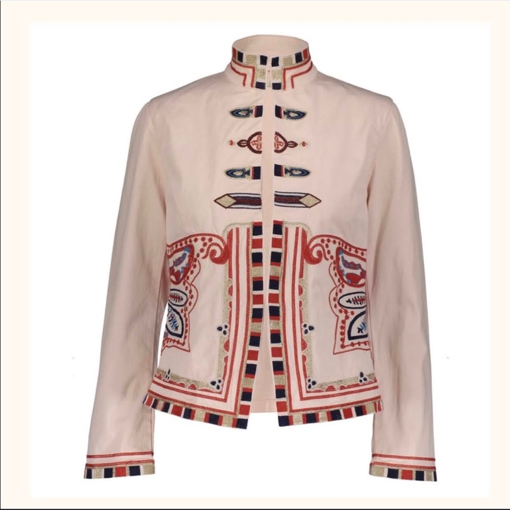 Anthropology Guadalupe Designs Carola Embroidered Pink Jacket XL India Italy